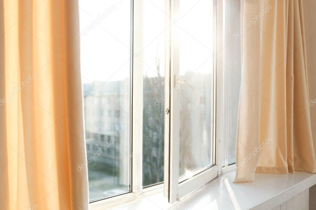 window with light curtains