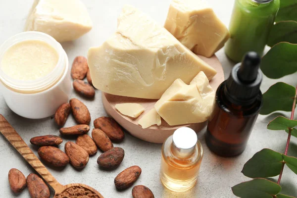 Beautiful composition with cocoa butter — Stock Photo, Image