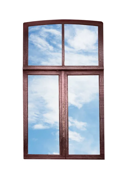 Вид на голубое небо через окно — стоковое фото