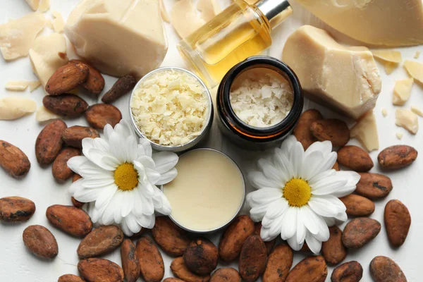 Beautiful composition with cocoa butter — Stock Photo, Image