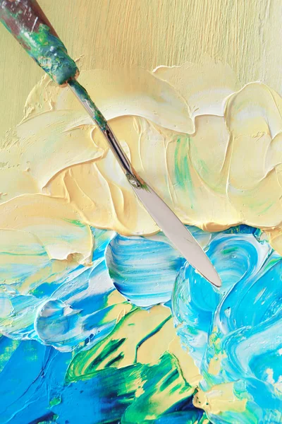 Palet Bıçağı ile yağlı boya — Stok fotoğraf