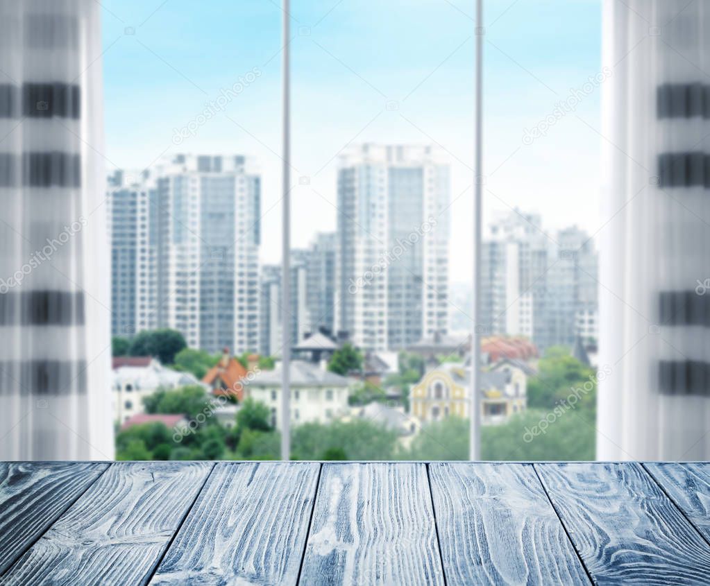 Wooden table and window  