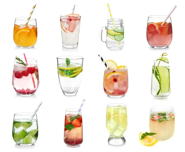 Different drinks in glasses — Stock Photo, Image