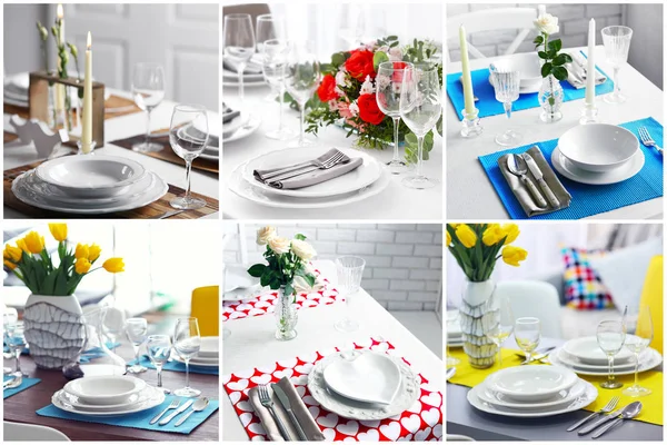 Different table setting ideas — Stock Photo, Image