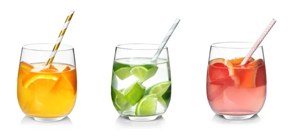 Different drinks in glasses — Stock Photo, Image