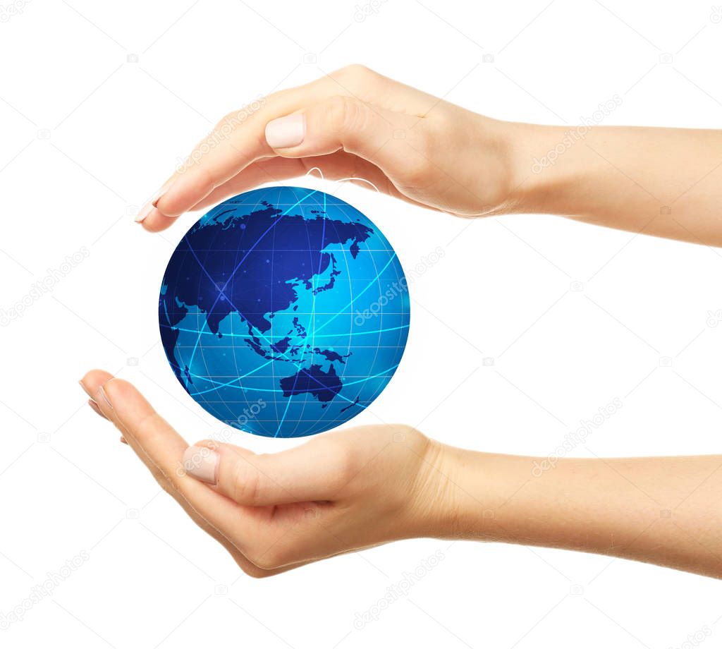 Woman holding globe