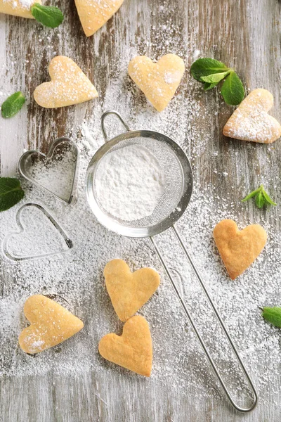 Biscotti al burro a forma di cuore — Foto Stock