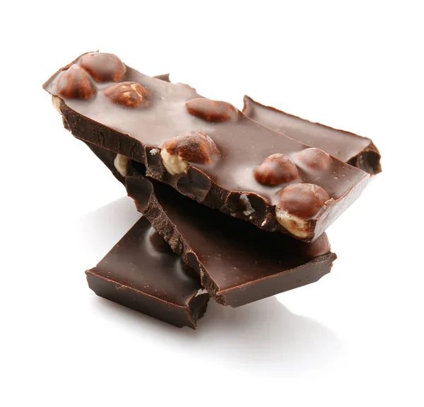 Chocoladestukjes met noten — Stockfoto