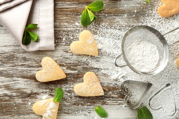 Heart shaped butter cookies — Stock Photo, Image