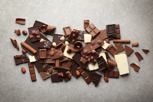 Broken chocolate pieces