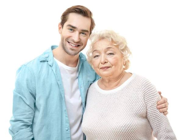 Young man with grandmother — Stock Photo, Image