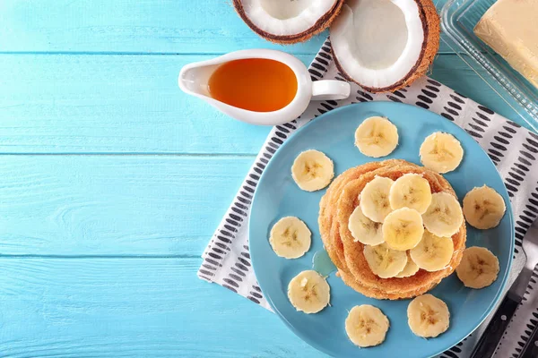 Delicious coconut pancakes — Stock Photo, Image
