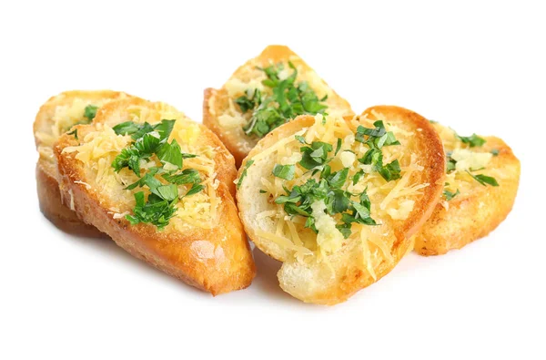 Brotscheiben mit geriebenem Käse — Stockfoto