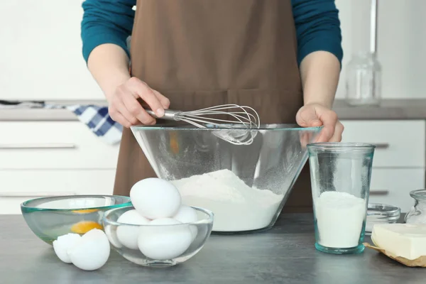 Woman making dough for butter cookies — Stock Photo, Image