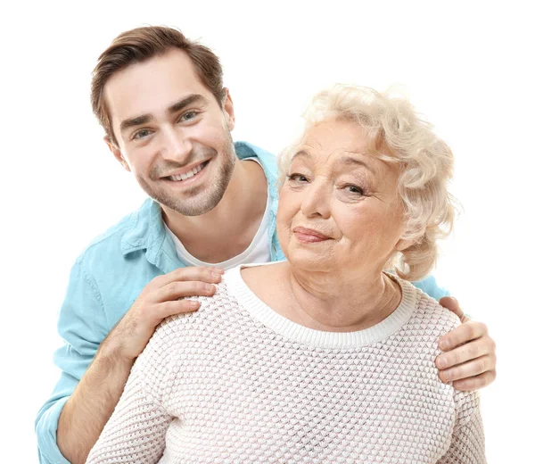 Young man with grandmother — Stock Photo, Image