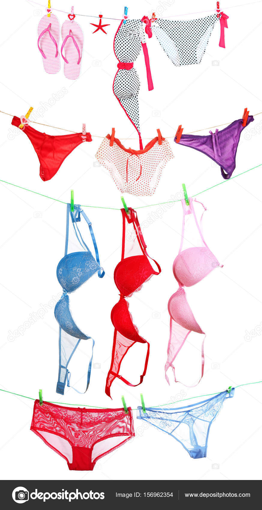 Women underwear hanging from clotheslines Stock Illustration by ©belchonock  #156962354