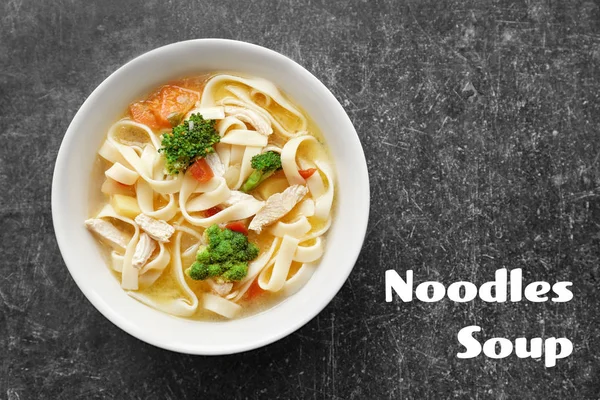 Plate of tasty noodles soup — Stock Photo, Image