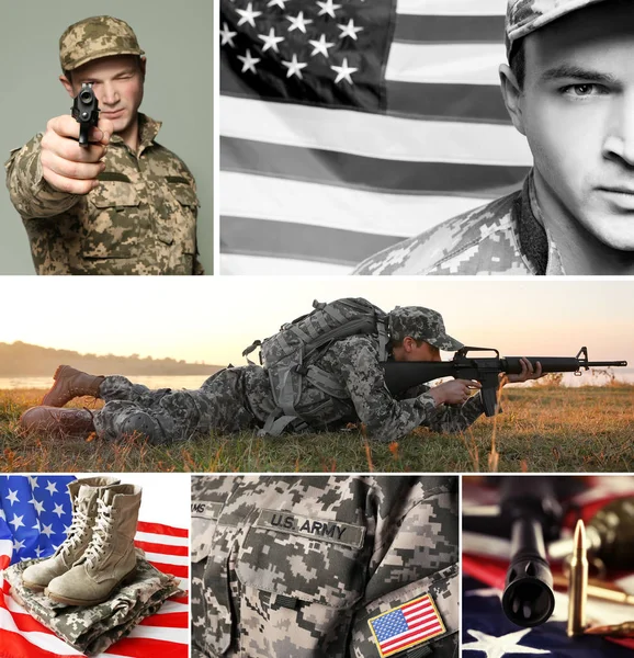 Collage voor militaire dienst-concept — Stockfoto