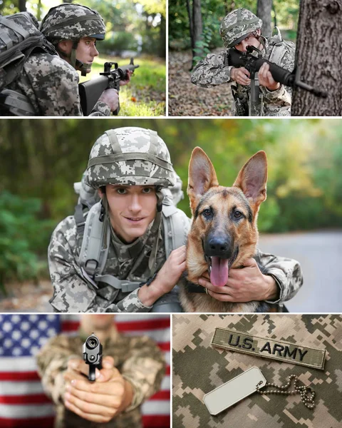 Colagem para conceito de serviço militar — Fotografia de Stock