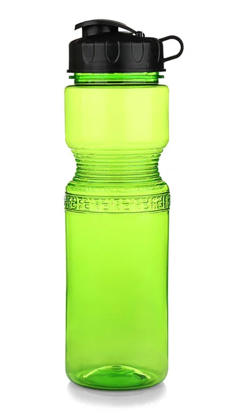 Botella deportiva de plástico verde — Foto de Stock