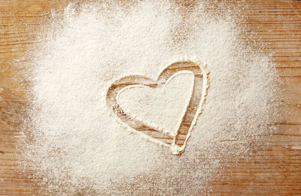 Hjärtat dras på mjöl — Stockfoto