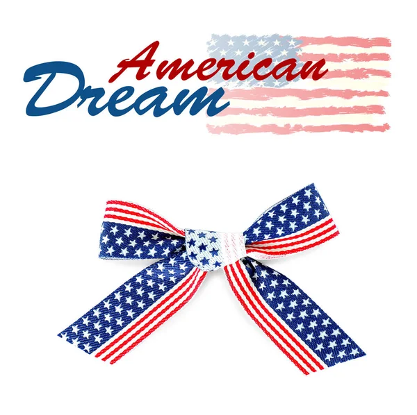 Szöveg amerikai álom és ünnepi íj fehér háttér — Stock Fotó