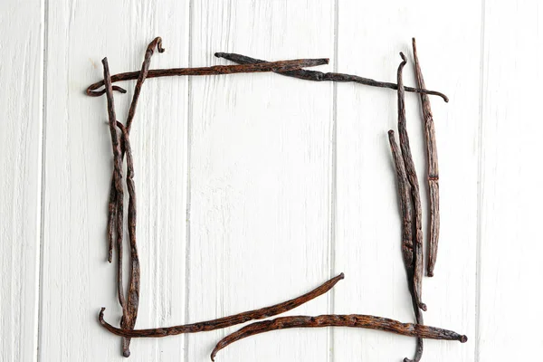 Frame made of dried vanilla sticks — Stock Photo, Image
