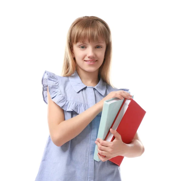 Pretty little girl with books — Stock Photo, Image