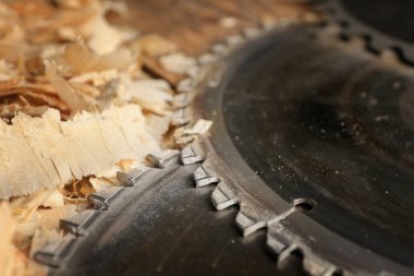 Marangoz atölyesinde bıçkılar disklerin closeup görünümü