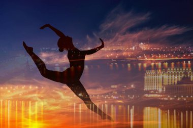 kadın silueti ve cityscape