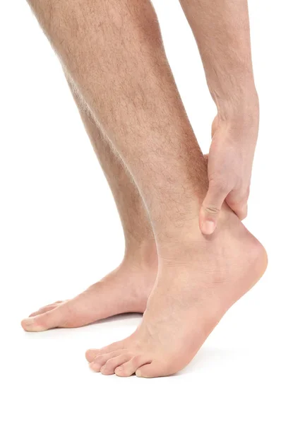 Ember szenved a fájdalom a láb — Stock Fotó