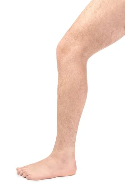 Leg of young man on white background. Legs pain concept — Stock Photo, Image