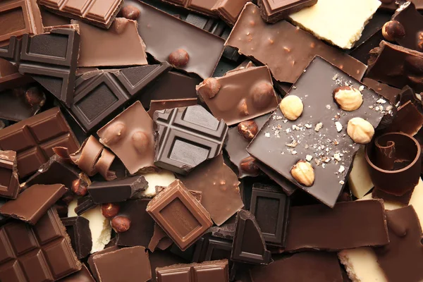 Heap of broken chocolate pieces