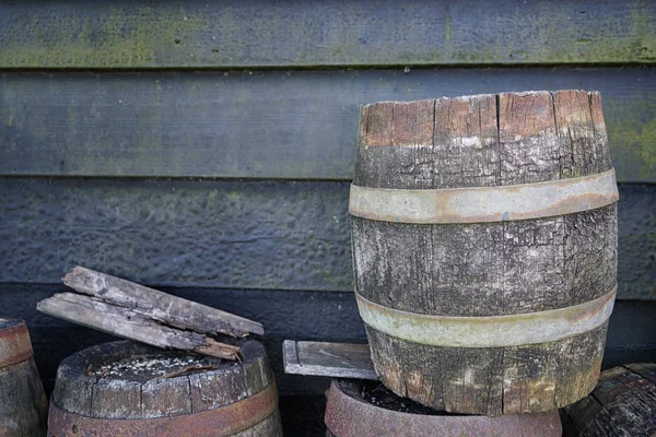 Stacked wooden barrels — Stock Photo, Image