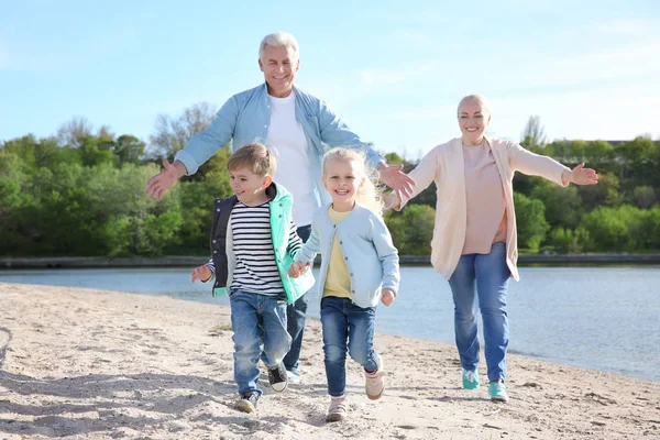 Glückliche Großeltern und Kinder — Stockfoto