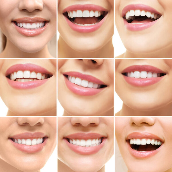 Collage of smiling women, closeup