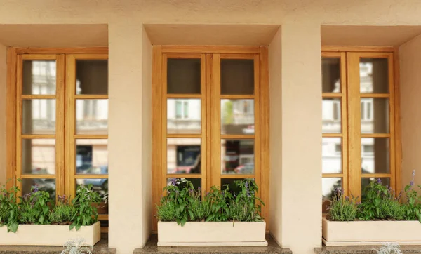 Modernas ventanas de madera — Foto de Stock
