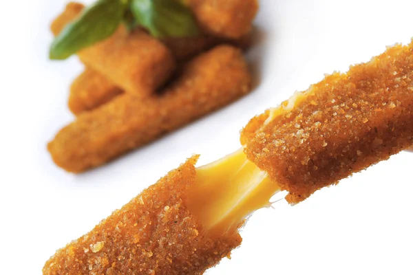 Broken deep fried stick with cheese — Stock Photo, Image