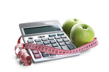 Elma hesap makinesi ve ölçüm bandı ile