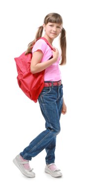 Çantanı ile sevimli küçük kız