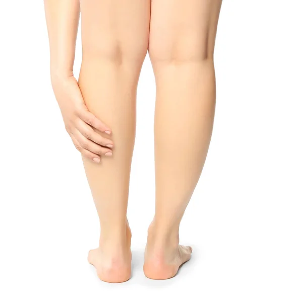 Kvinna som lider av smärta i benet — Stockfoto
