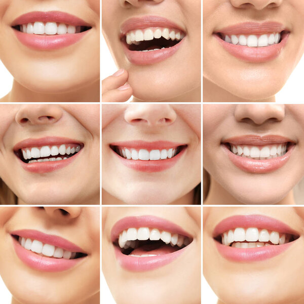 Collage of smiling women, closeup