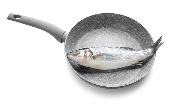 Frying pan with raw fish — Stock Photo, Image