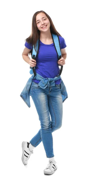 Pretty girl with schoolbag Stock Picture