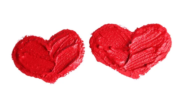 Malowane czerwone serca na białym tle — Zdjęcie stockowe
