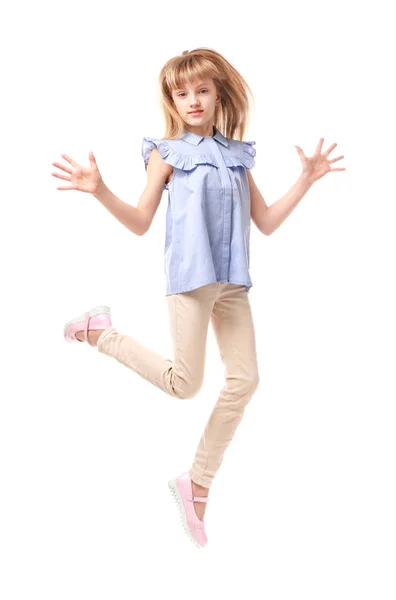 Little jumping girl — Stock Photo, Image