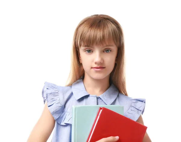 Jolie petite fille avec des livres — Photo