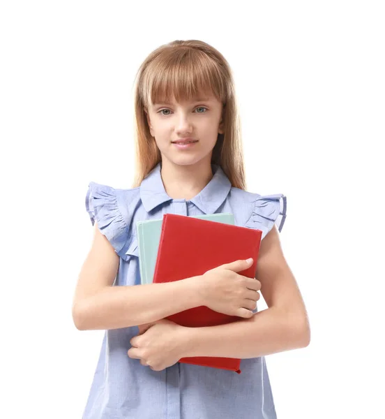 Hübsches kleines Mädchen mit Büchern — Stockfoto