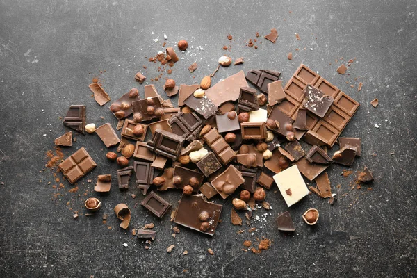 Heap of broken chocolate pieces