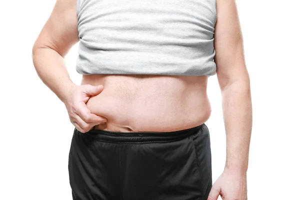 Fat man touching belly — Stock Photo, Image